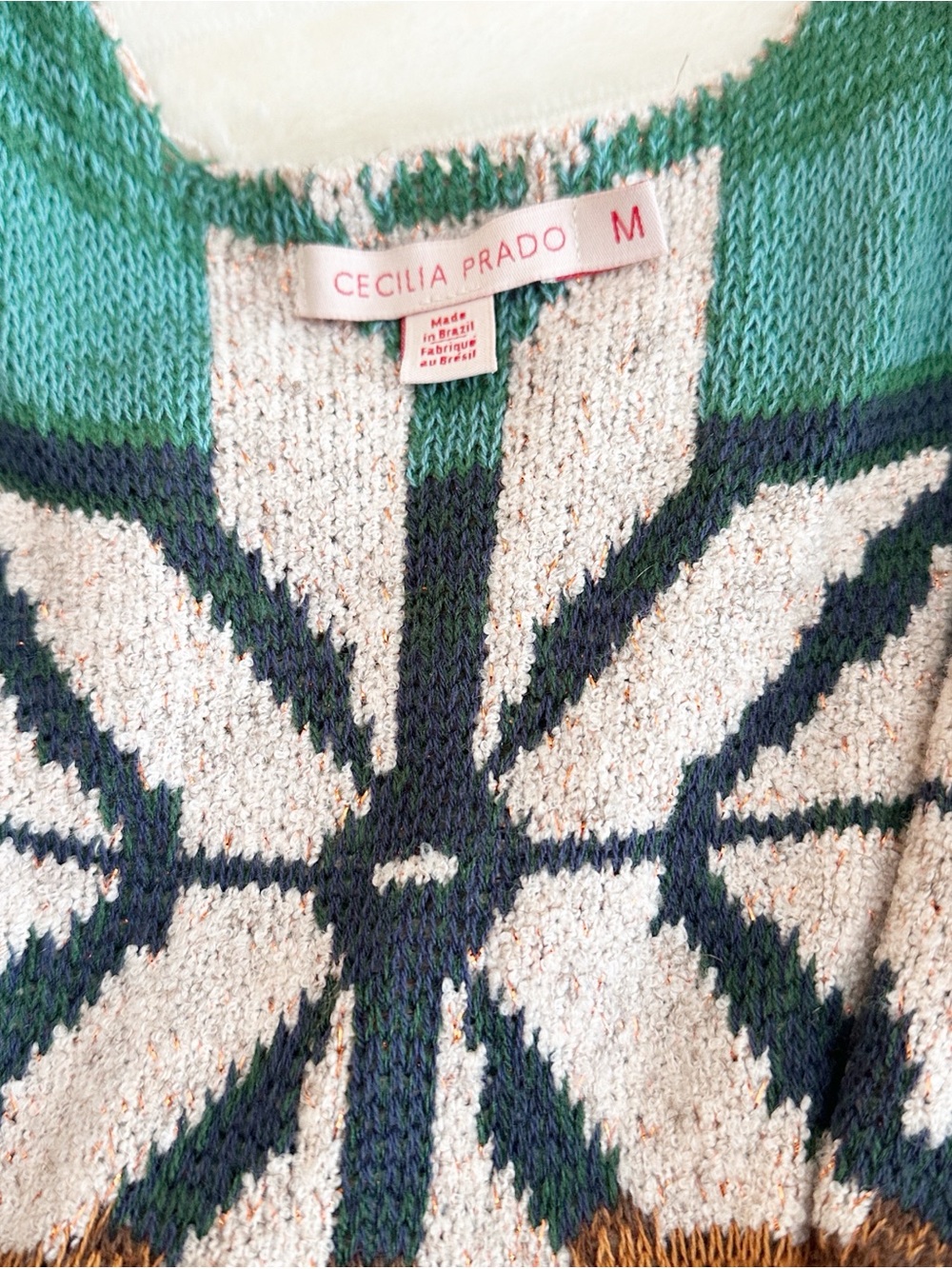 Anthropologie x Cecilia Prado sweater duster cardigan Aztec knit women size Med - Picture 7 of 8